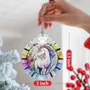 4 x Christmas Ornament, Christmas Decoration, Stained Glass Ornament, Heirloom Keepsakes, Holiday Ornaments, Holiday Presents, Unique Xmas Gifts, Gift Exchange Ornaments, Gift Idea - Unicorn (Unicorn Turning Back)