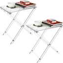 Acrylic Folding TV Tray Table - 23" High Acrylic Table, Foldable Desks for Small Spaces, Living Room, Bed Room, TV Dinner Table with Easy Assembly, 2PCS Transparent Rectangle Tray
