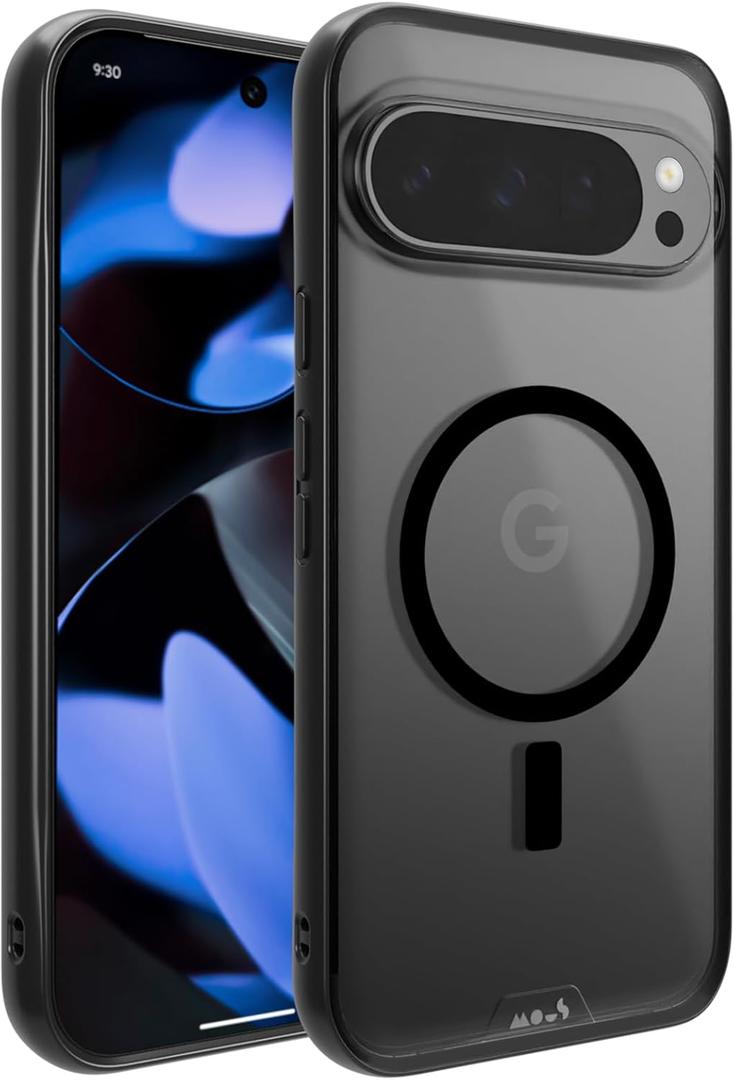 Mous for Google Pixel 9 Pro XL Case MagSafe Compatible - Limitless 5.0 - Black Speckled Fabric - Protective Pixel 9 Pro XL - Shockproof Phone Cover, Black & Clear
