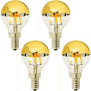 E12 G45(G14) Golden Half Chrome Light Bulb 4W Dimmable G45 Globe Gold Reflected 40W Incandescent Bulbs Equivalent Warm White 2700K 600 Lumen CRI>90+ Gold Tipped Mirror Decorative Light Bulb,4 Pack