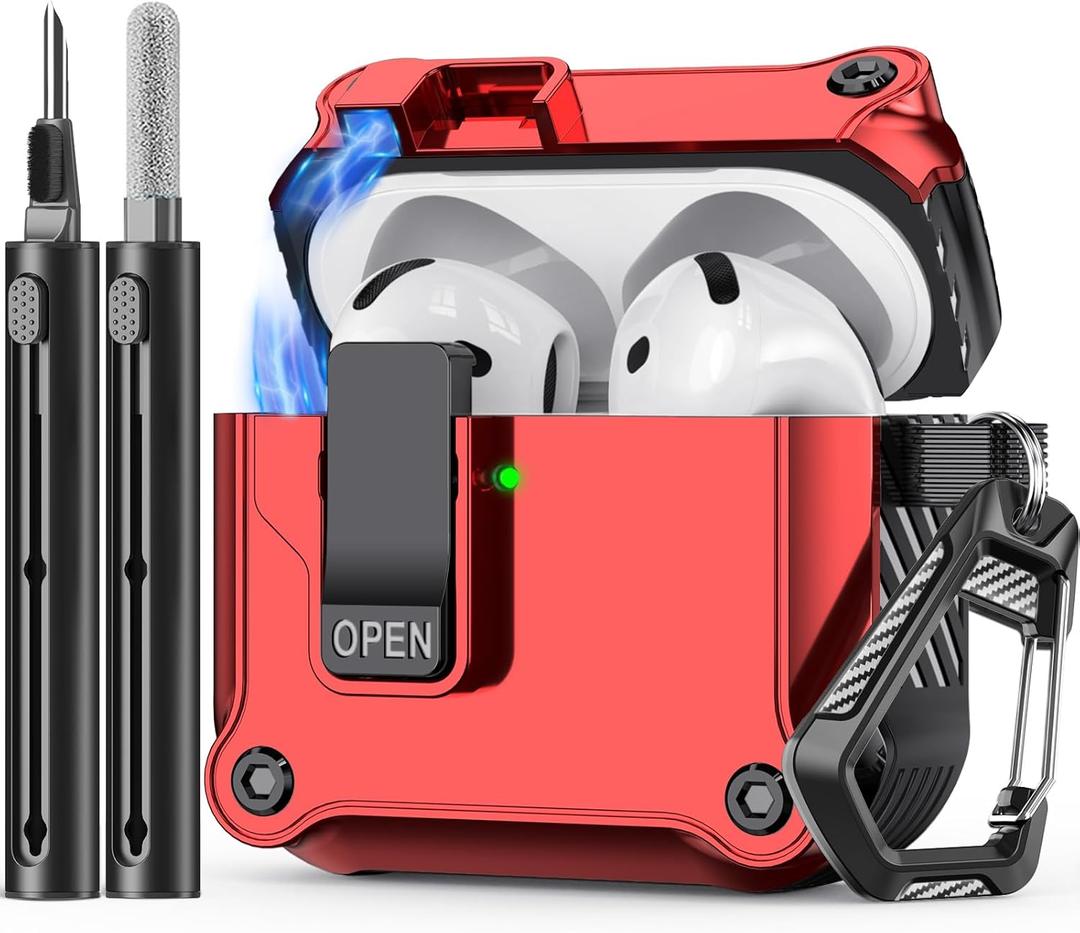 Inesore Compatible with AirPods 4th Generation Case,with Cleaner kit,Automatic Snap Switch Secure for New Airpods 4 Charging Cover [with Active Noise Cancellation] (2024)