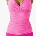 B2prity Women's Tankini Swimsuits Tummy Control Ruched Two Piece Bathing Suit V Neck Wrap Tie Back Swimwear with Shorts XL