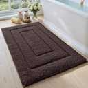 DEXI Bathroom Rug 32x20, Non Slip Washable Bath Mat for Shower Floor, Absorbent Soft Bathmat with Rubber Backing, Quick Dry Microfiber Carpet, Brown
