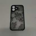 Compatible with iPhone 16 Case, [Cute Floral Flower Design] Black Soft TPU Bumper Hard PC Back Slim Shockproof Protective Aesthetic Translucent Matte Case Cover for iPhone 16, 6.1inch (Flower)
