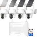 4MP Wireless WiFi Solar Power Security Camera System with 1T Hard Drive, Outdoor Surveillance Solar Energy Camera NVR Kit with Two-Way Audio, Color Night Vision