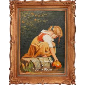PHAREGE Vintage Picture Frame 5x7 Bronze, 5 by 7 Ornate Decorative Antique Frame with Mat for 4x6 Photo, Fancy Matted Frame for Desktop or Wall, Horizontal or Vertical