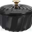 Enameled Cast Iron Dutch Oven with Lid, 6 QT Cast Iron Dutch Oven Pot, Dual Handles for Bread Baking, Cook, Bake, Oven Safe across All Cooktops (Black,6 QT)