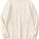 Womens Oversized Sweaters Crewneck Long Sleeve Casual Loose Pullover Sweater Cable Knit Vintage Tops (L)