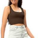 Sports Crop Tank Tops for Women Cropped Workout Tops Racerback Running Yoga Tanks Cotton Sleeveless Gym Shirts (Brown, XS)