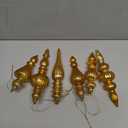 Soaoo 6 Pcs 6.3 Inch Champagne Gold Mercury Glass Finial Christmas Ornaments Hanging Christmas Finials Glass Ornaments Assorted Mercury Decor for Xmas Tree Vintage Holiday Decoration(Classic)