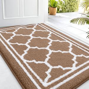 Buganda Indoor Door Mat, Dirt-Resistant and Absorbent Doormat, Anti-Slip, Low Profile Floor Mats for Inside Entryway, Front, and Back Door Entrance (32x20 Inches, Brown)