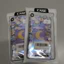 2 x Compatible with iPhone 13 Pro Case for Women, Cute Curly Wave Frame Shape, Colorful Retro Oil Painting Flower Laser Beam Glossy Pattern, Compatible with iPhone 13 Pro, Moon