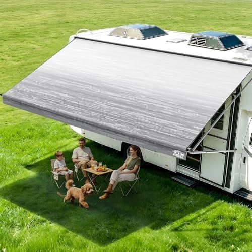 RVSNAIL RV Awning Fabric Replacement 17'2" – 19.5oz Heavy Duty Vinyl Camper Awning, Waterproof & UV-Resistant Universal Canopy for RV, Motorhome, Trailer (Gray Fade, 18FT)