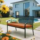 Outdoor Bench Cushion,Olefin Fabric Bench pad for Outdoor Furniture with Removable Cover,Rain-Proof and Fade Resistant for Garden Settee Porch Pads with Ties,42 x 18/48 x 18/59 x 18inch