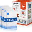 ETENWOLF 20 Pack Vacuum Storage Bags, Vacuum Seal Bags for Clothes and Travel, Space Saver Bags in Multiple Carry-On Sizes, Perfect for Luggage and Suitcases