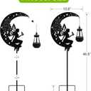 Solar Fairy Garden Outdoor Stake Holding Solar Lantern Outdoor Decor Metal Large Fairy Sitting Moon Silhouette Stakes for Garden Lawn Patio or Courtyard