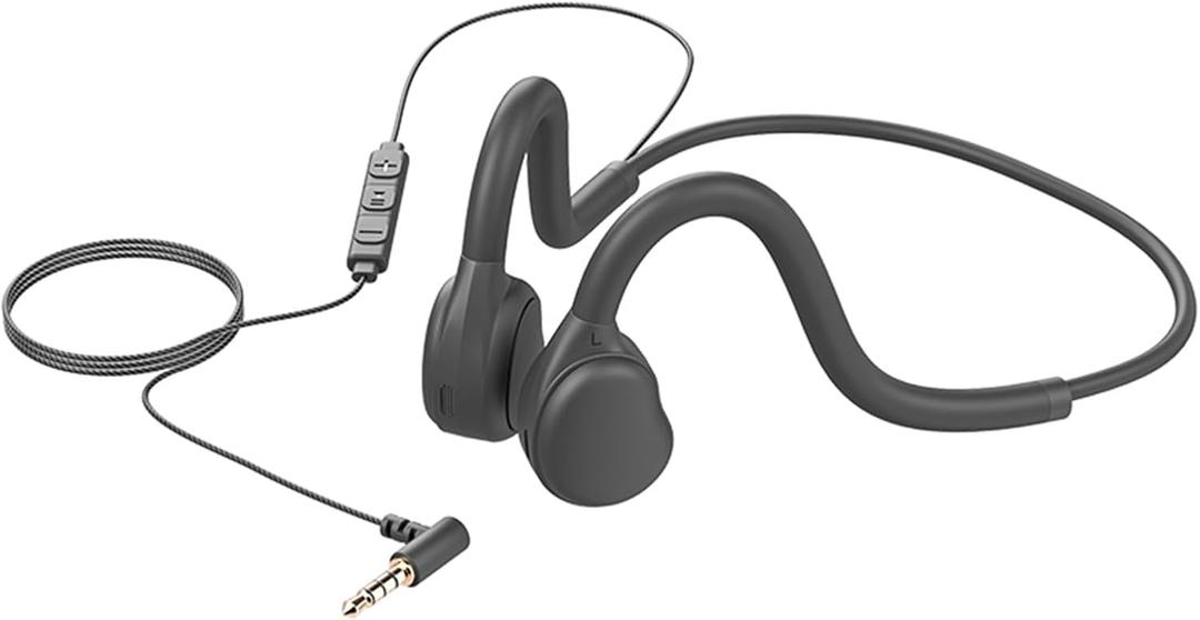 Air Conduction Open Ear Headphones,3.5MM Wired Headphones and Built-in Microphone Suitable for Outdoor Activitie