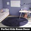 Purple Gray Round Rugs 5Ft for Bedroom Decor Aesthetic, Fluffy Fuzzy Circle Area Rug for Teen Boys, Baby Kids Playroom, Shaggy Fur Carpet for Living Room, Home Office, Nursery, Preppy Dorm, Classroom