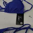 Women's Two Piece Bikini Swimsuit Sexy Ribbed Triangle Top Bathing Suits String Cheeky Bikini Sets (Medium, Royal Blue)