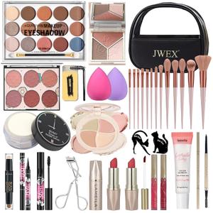 34 Pcs All in One Makeup Kit for Women Full Kit, Makeup Sets Includes Eyeshadow Palette Contour Stick Eyebrow Soap Cosmetic Brush Set Makeup Gift Set for Women Teen (A203)