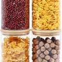 SHOWIN 32oz Glass Food Storage Jars, Glass Jars with Bamboo Lids, Kitchen Storage Jars, Canisters with Airtight Lids for Spice, Coffee, Cookie, Set of 4, Pantry Organizers