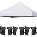 10x10 Canopy Replacement Top Cover for Pop Up Canopy Tent, Industry-Leading 3000mm Water Resistance, 500D Heavy Duty Waterproof with Silver Coating, UV Protection, 4 Sandbags, New White