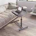 LINGMI Laptop Table Mobile Adjustable Height Portable Desk Notebook Swivel PC Computer Rolling Desk with Wheels, Laptop Stand for Couch Bedside Hospital Bed Table