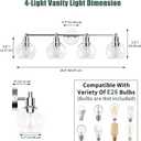 Espird 4 Lights Bathroom Vanity Light Fixtures Chrome, Bathroom Lights Over Mirror, Industrial and Farmhouse 4 Lights Wall Sconce, Polished Chrome Globe Vanity Lighting Fixtures