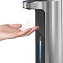 EKO Automatic Foaming Soap Dispenser, Touchless Foam Hand Soap Dispenser for Bathroom and Kitchen, Water-Resistant and Rechargeable, 9 fl oz, Modern Design for Homes and Offices (Stainless)