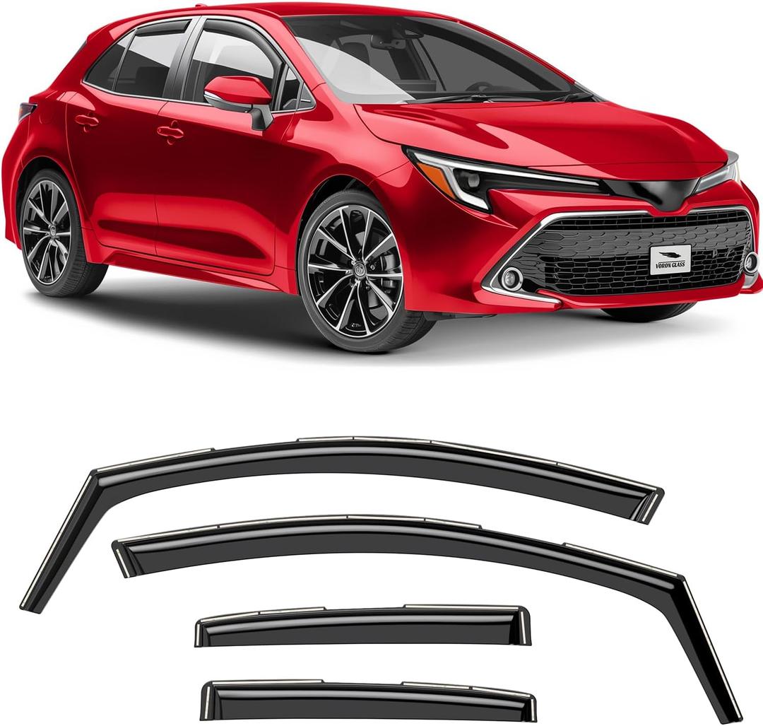 Voron Glass in-Channel Extra Durable Rain Guards for Toyota Corolla 2020-2025 Hatchback, Window Deflectors, Vent Window Visors, 4 Pieces - 200591
