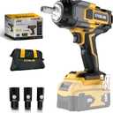 Impact Wrench 1/2 inch for DeWalt 20v Battery, Impact Wrench 750Ft-lbs(1000N.m) High Torque Brushless Electric Impact Gun, Power Impact Driver with 3-Mode Speed, LED Work Light(no battery) (Yellow)