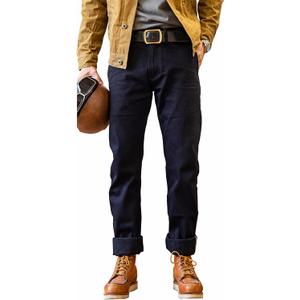 Red Tornado Vintage 14.5oz Men's Jeans Raw Selvedge Denim Pants Slim Fit Taper Jean Blue-Black Double Dyeing L30W31