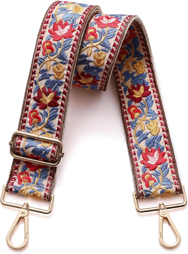 S-Jacorry Purse Strap Replacement Crossbody Wide Shoulder Strap Adjustable Canvas Straps Handbag Strap Replacement Belts (Gold Buckle-996)