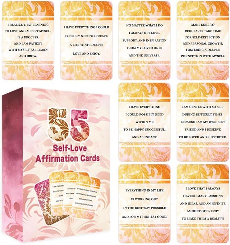 Self-Love Affirmation Cards - 55 Tarot Cards for Beginners, Energy Healing & Emotional Growth, Oracle Deck for Self-Love, Karmic Healing, and Daily Affirmations
