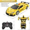 Remote Control Car, One-Button Transform Toys Car, 2.4GHz RC Cars 1:18 Scale, 360 Degree Rotation Police Car Toy Transforming into Robot Toy for Boys Girl Kids 4-7 8-12 6-8, Birthday