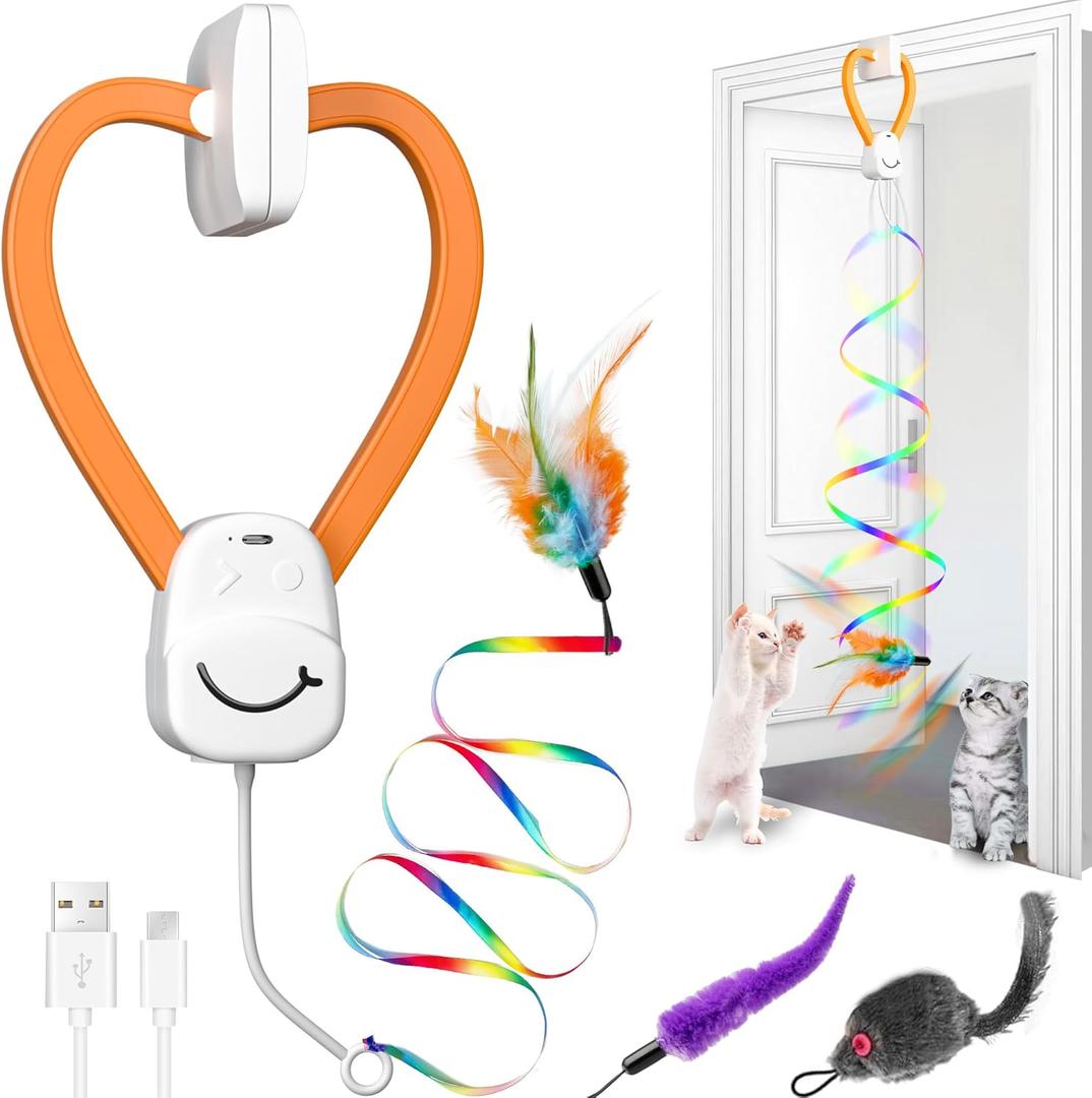 Hanging Cat Toys for Indoor-Orange Clip