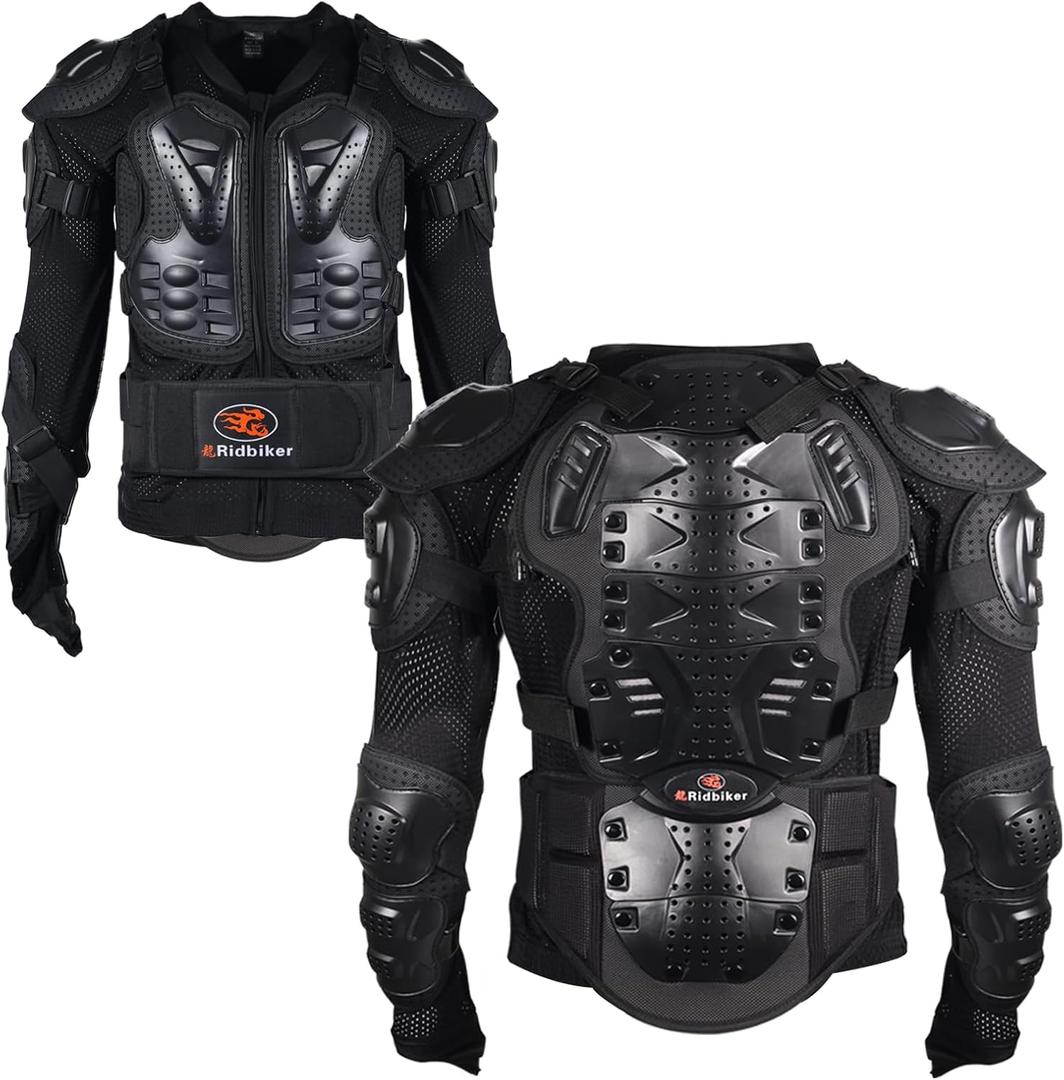 Motorcycle Jacket Full Body Armor, Chest Protection Dirt Bike Gear for Men Motorcycle Gear Motorcycle Armor Motocross MTB Racing Off-Road (Small, Black)