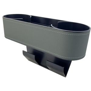 Cup Holder for Car Seat Gap Organizer, Multifunctional Cup Drink Holders with PU Leather Cover,Side Insert Center Console Gap Filler Storage Box for Mug Bottle CellPhones Keys Coffee Coasters Grey2