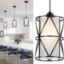 7"×10" Pendant Lights with Frosted Glass, Matte Black Pendant Lighting Kitchen Island, Cylindrical Pendant Light Fixtures, Modern Kitchen Island Lighting, Pendant Light for Foyer-Large
