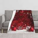 Flannel Throw Blanket Christmas Red Ball Winter Soft Cozy Holiday Blanket for Couch Bed Sofa, Lightweight Warm Fleece Blanket All Season, Festive Home Decor, 50 x 60 Inch (A07683)