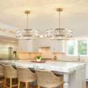 6-Light Gold Crystal Chandelier,20'' Semi Flush Mount Ceiling Light