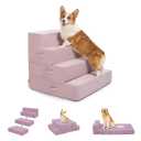 Multi-Function Pet Steps for Small & Medium Dogs, Extra-Wide (28") for Stability, Adjustable Heights for High Beds & Sofas, High-Density Foam, DIY into Various Dog Bed Sizes, 4 Steps, Warm Pink