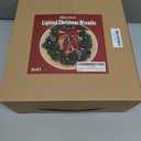 Hausse Set of 3 Christmas Wreaths, Lighted Artificial Christmas Wreath with Large Red Bow & Ornaments, Battery Operated with LED Lights, for Front Door Gate Wall Christmas Party Decorations