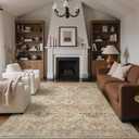 GENIMO 6x9Area Rugs for Living Room, Machine Washable Non Slip Vintage Rugs, Low Pile Lightweight Print Rug for Bedroom, Dining Room, Home Office, Warm Brown