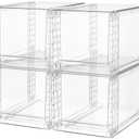 A-LuGei 4Pcs Acrylic Stackable Storage Drawers, 11.8" L Makeup Organizer, Bathroom Organizer and Storage, Plastic Storage Bins for Kitchen Cabinet Pantry Medicine Fridge  