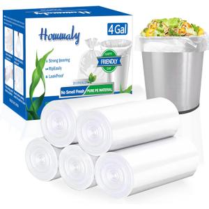 4 gallon trash can liners,250 counts, Small clear Garbage Bags, Extra Strong 4 Gal Trash Bag, Fit 12 liters trash Bin Liners for Home Office Kitchen(Clear)