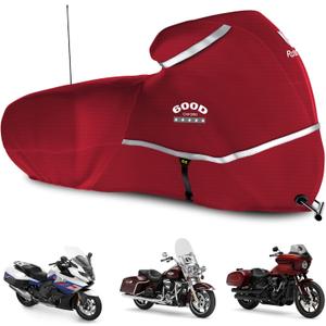 Rosefray Motorcycle Cover with Side Box Heavy Duty 600D Waterproof for Touring Models Harley Davidson Road King,Road Glide,Street Glide, Electra Glide,Low Rider-ST Indoor & Outdoor Storage Red