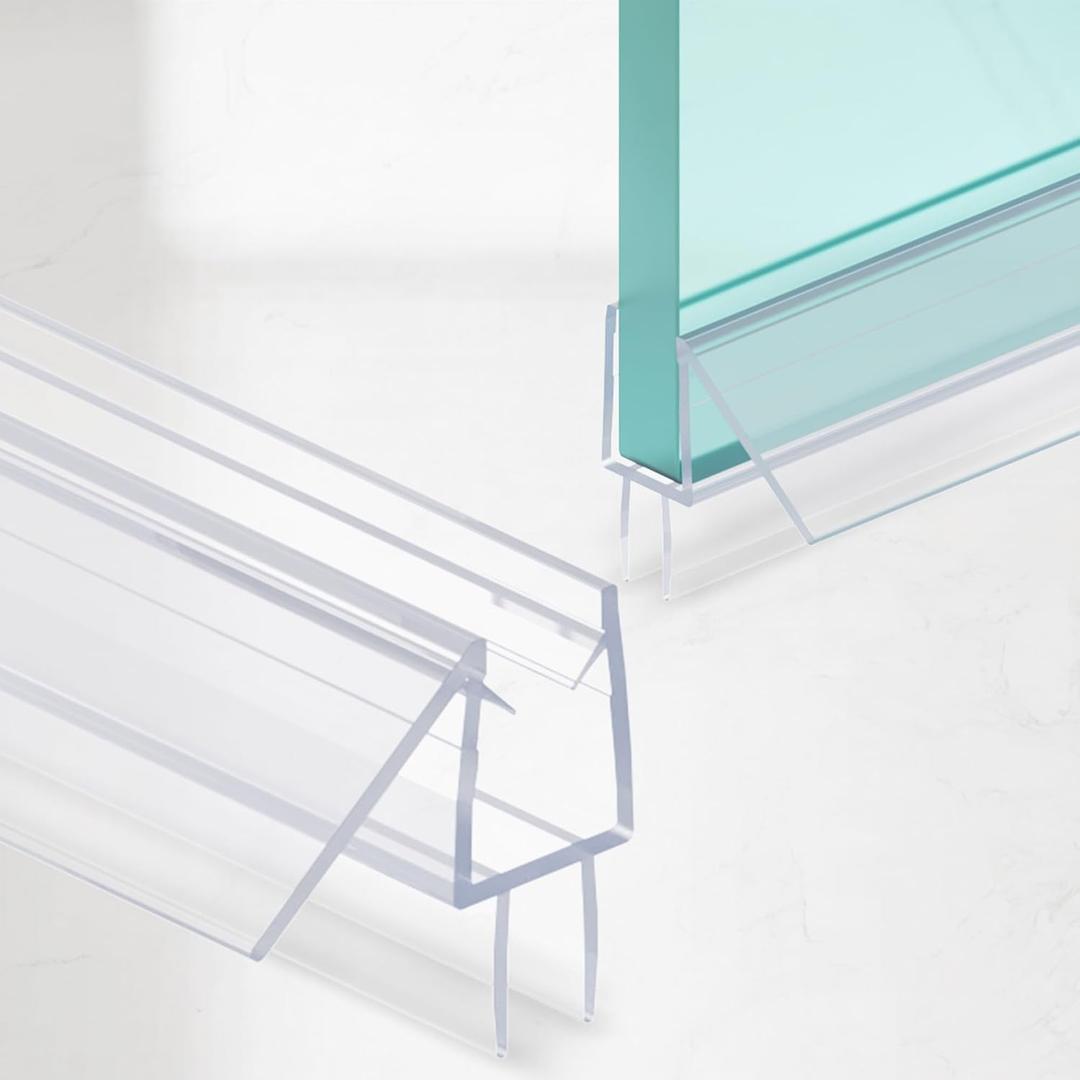 2-Pack Shower Door Bottom Seal, (5/16" x 36") Ultra Clear Glass Shower Door Seal Strip, Stop Leaks and Create a Water Barrier