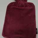 Qomfor Hot Water Bottle with Soft Fleece Cover - 1.8L Large - Premium Hot Water Bag for Pain Relief, Period Cramps, Cozy Nights, Bed Warmer, and Feet Warmer (Bordeaux) (Medium, Burgundy)