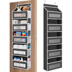 JARLINK Over the Door Organizer Storage, 5 shelf Hanging Organizer with 5 Large Capacity Pockets, Anti Tilt 44 lb Load Behind Door Storage for Bedroom, Bathroom, Pantry, Nursery, (Black) (1 Pack)
